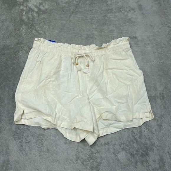 Hang Ten Womens Cream Linen Blend Shorts L 4" Inseam New a1566 - Picture 1 of 7
